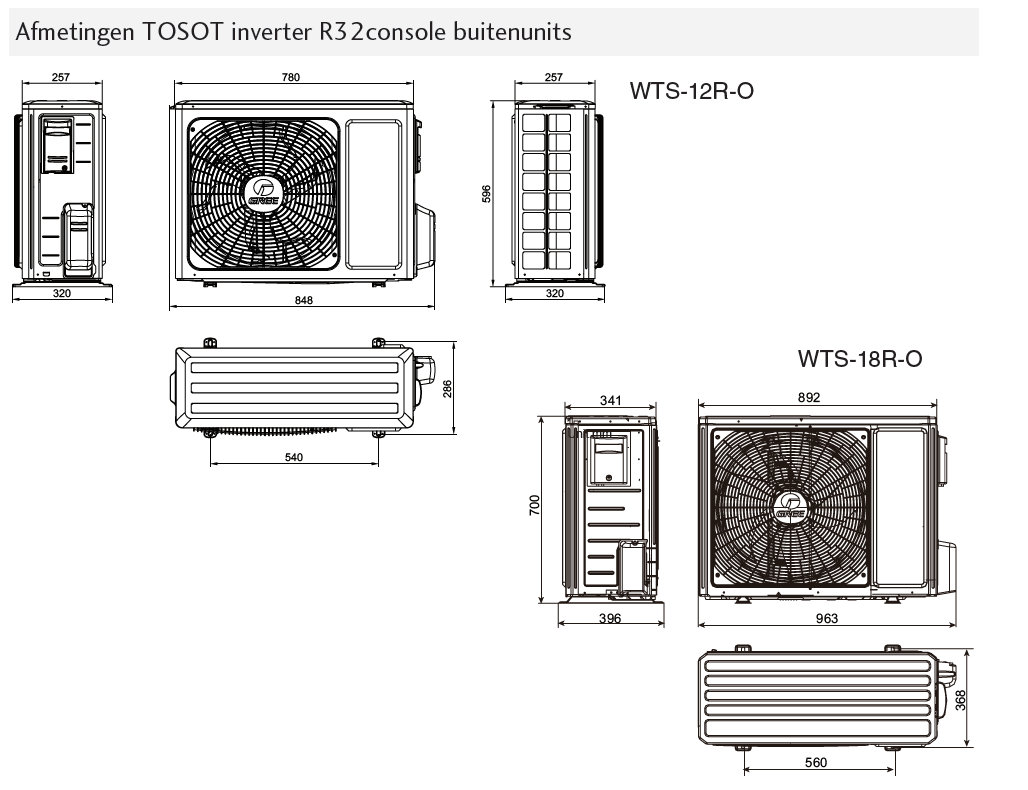WTS Tosot Inverter Console GEH 12AA Truhengerät 3,5 kW Klimaanlage R32