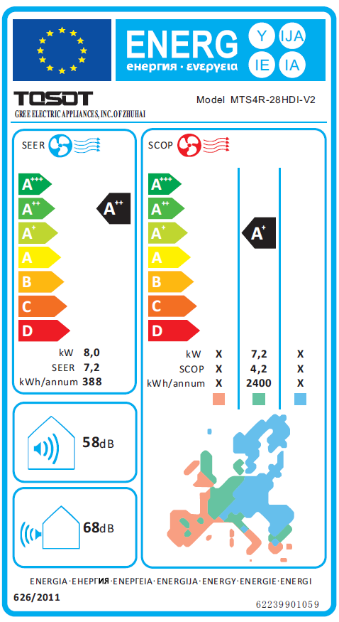 TOSOT Klimaanlage by Gree Wandgerät Pular mit WiFi Inverter Multisplit 090909 SET 3 x 2,5 kW  R32